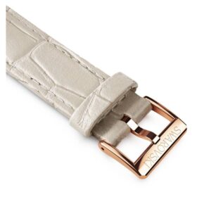 Uhrenarmband, 16 mm (0,63″) breit, Leder mit Ziernähten, grau, roségoldfarben