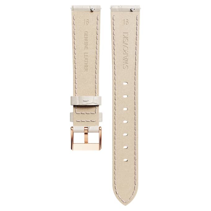 Uhrenarmband, 16 mm (0,63″) breit, Leder mit Ziernähten, grau, roségoldfarben Uhrenarmband, 16 mm (0,63″) breit, Leder mit Ziernähten, grau, roségoldfarben