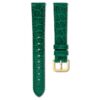 Uhrenarmband 16 mm (0,63″) breit, Leder mit Ziernähten, grün, goldfarben Uhrenarmband 16 mm (0,63″) breit, Leder mit Ziernähten, grün, goldfarben