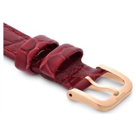 Uhrenarmband 16 mm (0,63″) breit, Leder mit Ziernähten, rot, roségoldfarben
