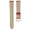 Uhrenarmband 16 mm (0,63″) breit, Leder mit Ziernähten, rot, roségoldfarben Uhrenarmband 16 mm (0,63″) breit, Leder mit Ziernähten, rot, roségoldfarben