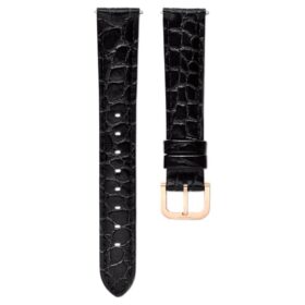 Uhrenarmband 16 mm (0,63″) breit, Leder mit Ziernähten, schwarz, roségoldfarben Uhrenarmband 16 mm (0,63″) breit, Leder mit Ziernähten, schwarz, roségoldfarben