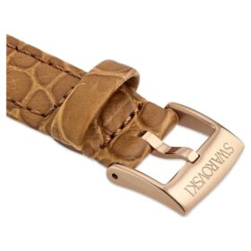 Uhrenarmband, 17 mm (0,67″) breit, Leder mit Ziernähten, braun, roségoldfarben