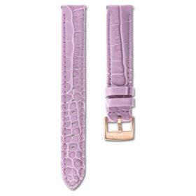 Uhrenarmband, 17 mm (0,67″) breit, Leder mit Ziernähten, violett, roségoldfarben Uhrenarmband, 17 mm (0,67″) breit, Leder mit Ziernähten, violett, roségoldfarben