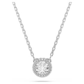 Una Angelic Anhänger, Rundschliff, Pavé, Weiß, rhodiniert