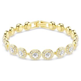 Una Angelic Armband, Rundschliff, Pavé, mittelgroß, weiß, goldfarben plattiert