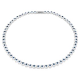 Una Angelic Halskette mit rundgeschliffenen Kristallen, blau, rhodiniert