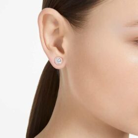 Una Angelic Ohrringe, Rundschliff, Pavé, Weiß, roségoldfarben plattiert